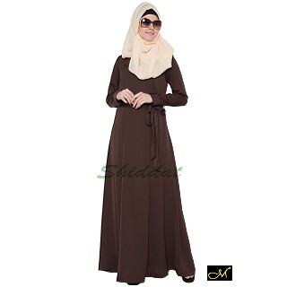 Designer Abaya in Dark Brown color